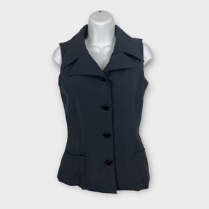 90s Y2K Cocorita Gerolamo Black Collared‎ Suit Vest Heart Buttons XXS 0